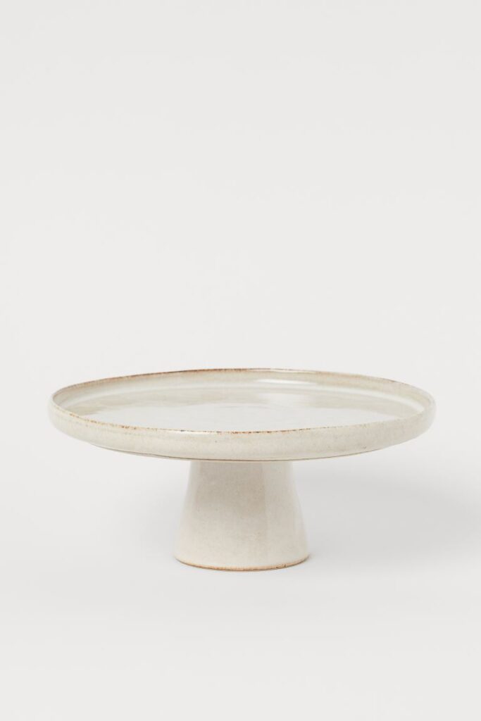 Glazed stoneware cake stand