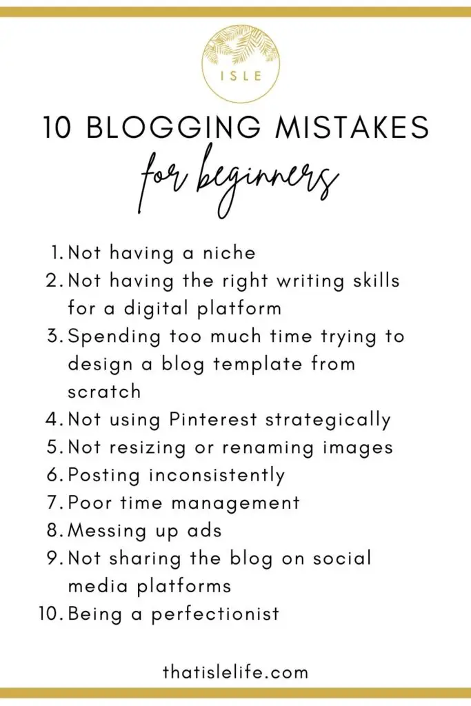 10 Blogging Mistakes For Beginners - List