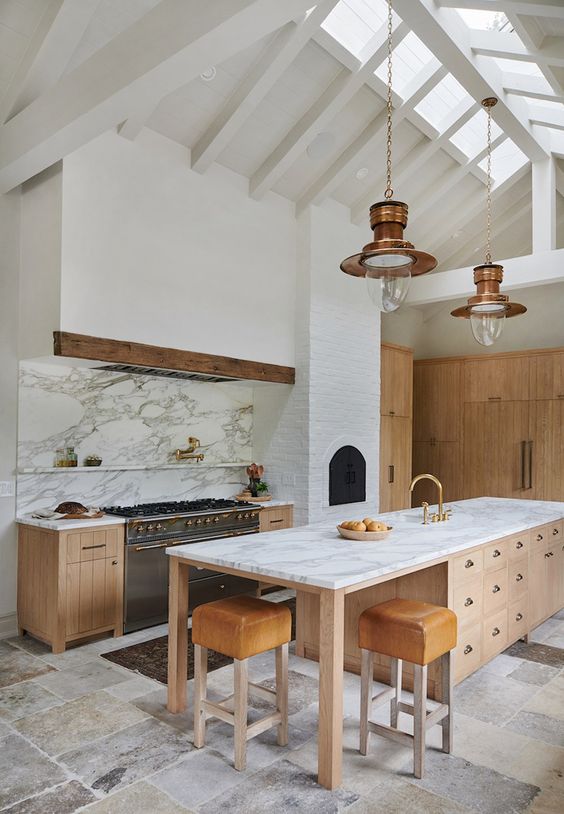 Marble island and backsplash