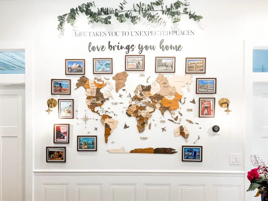 World map decor and gallery wall