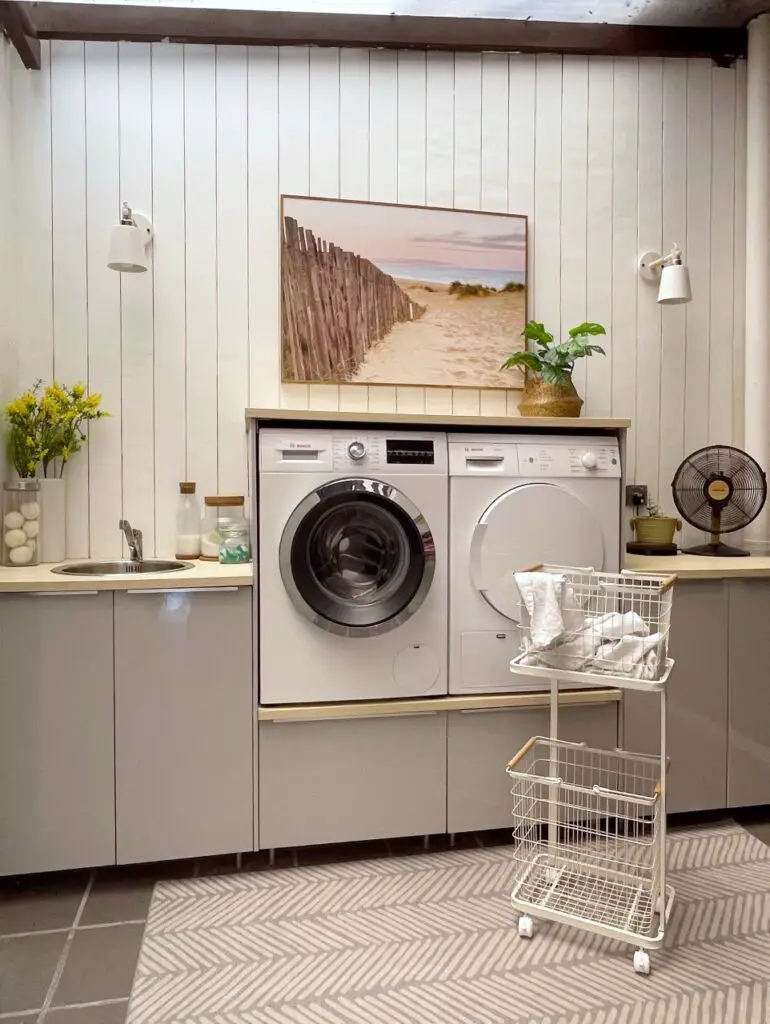 Shiplap wall and IKEA cabinets - Laundry
