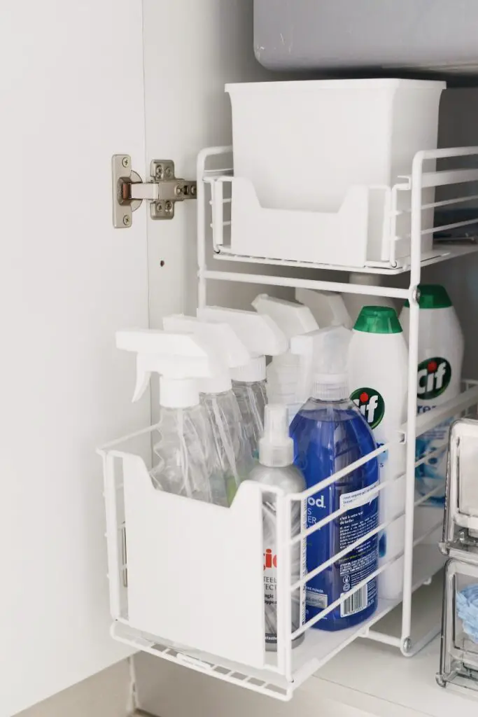 Under kitchen sink organization - two-tier sliding organizer