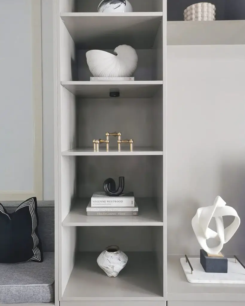 Built-in cabinet shelf styling