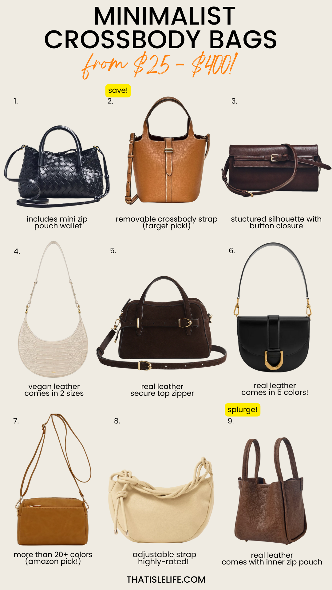 Minimalist Crossbody Bags (from $25 - $400!)