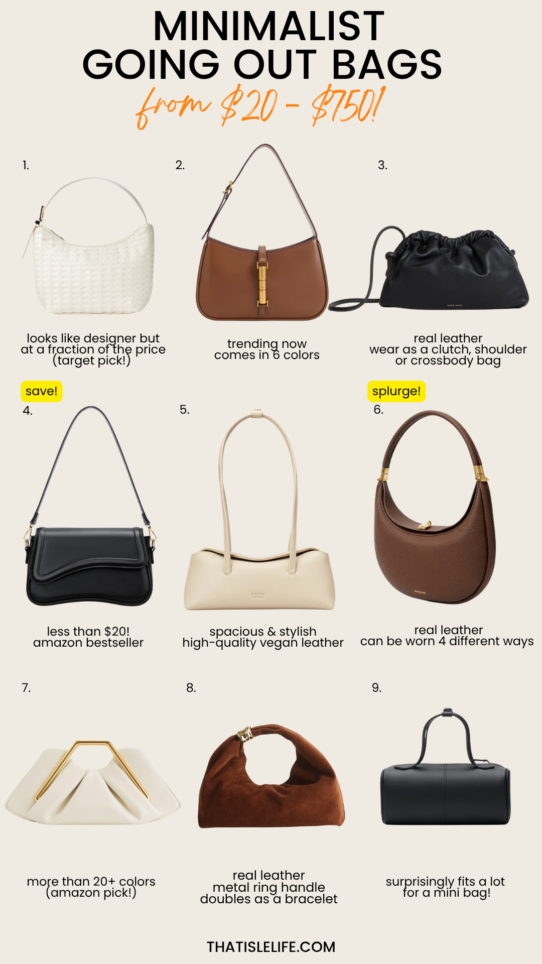 Minimalist Going Out Bags (from $20 - $750!)