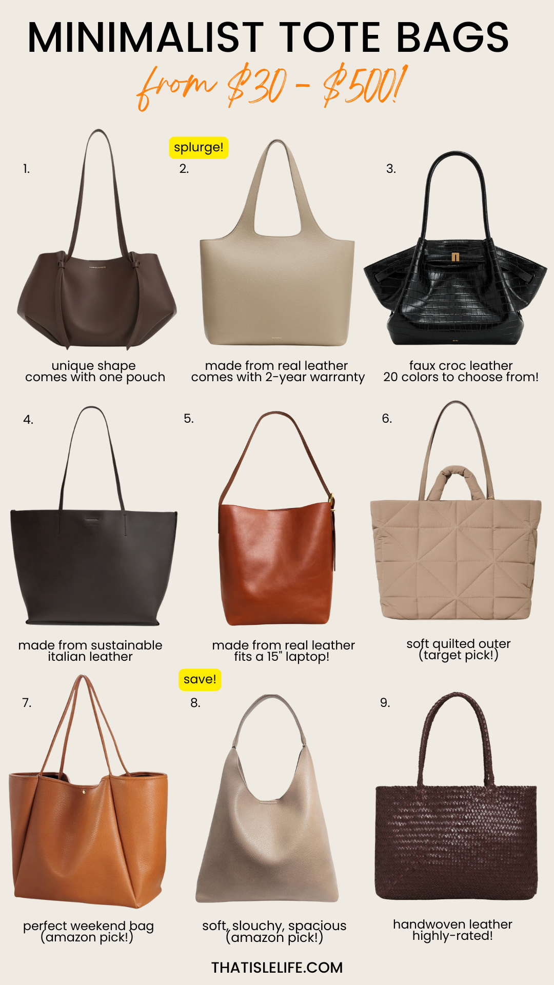 Minimalist Tote Bags (from $30 - $500!)
