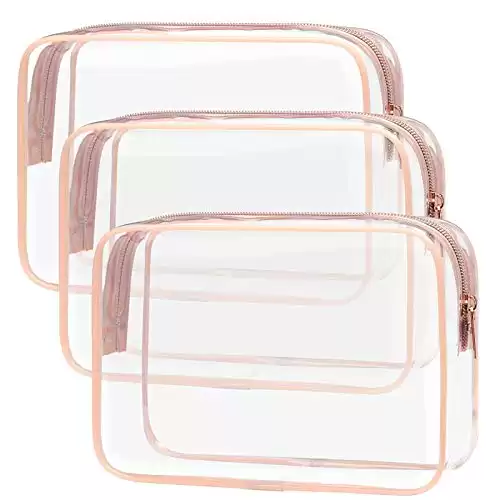 PACKISM 3 Pack Beauty Clear Cosmetic Bag TSA Approved Toiletry Bag