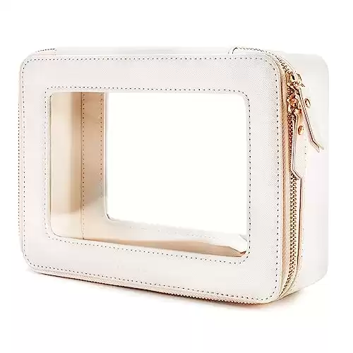 Clear Cosmetic Bags with Clear Windows & Gold Zippers