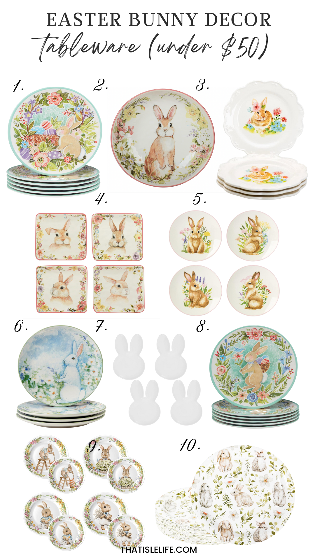 Easter Bunny Decor Tableware (Under $50)