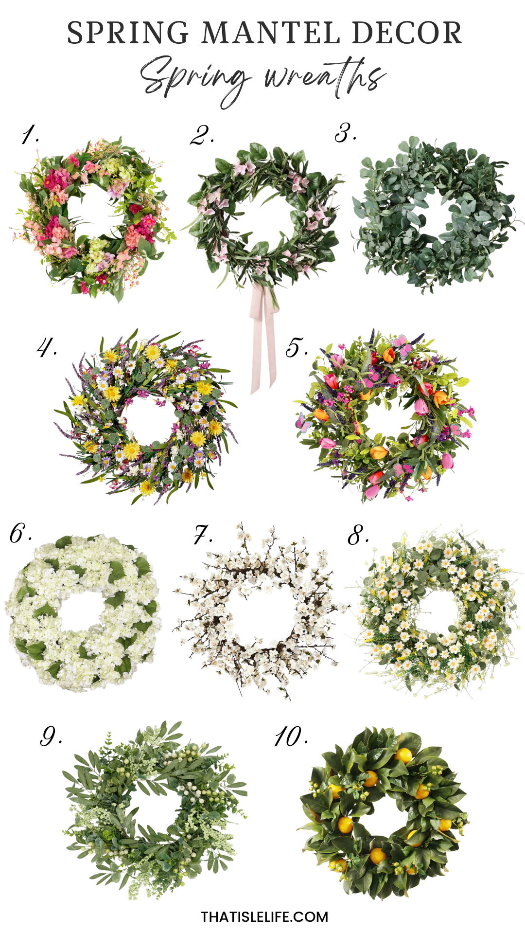 Spring Mantel Decor - Spring Wreaths