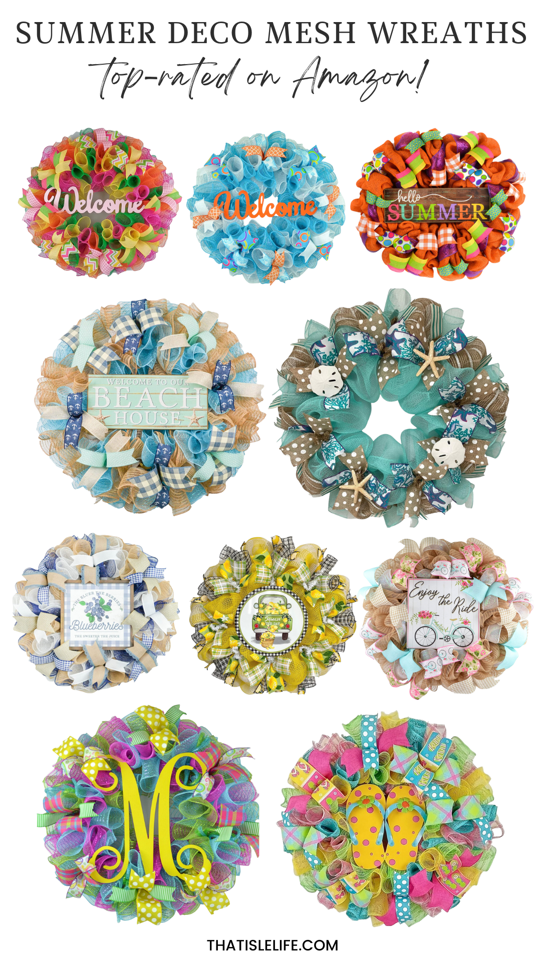 Spring-Summer Deco Mesh Wreaths Amazon