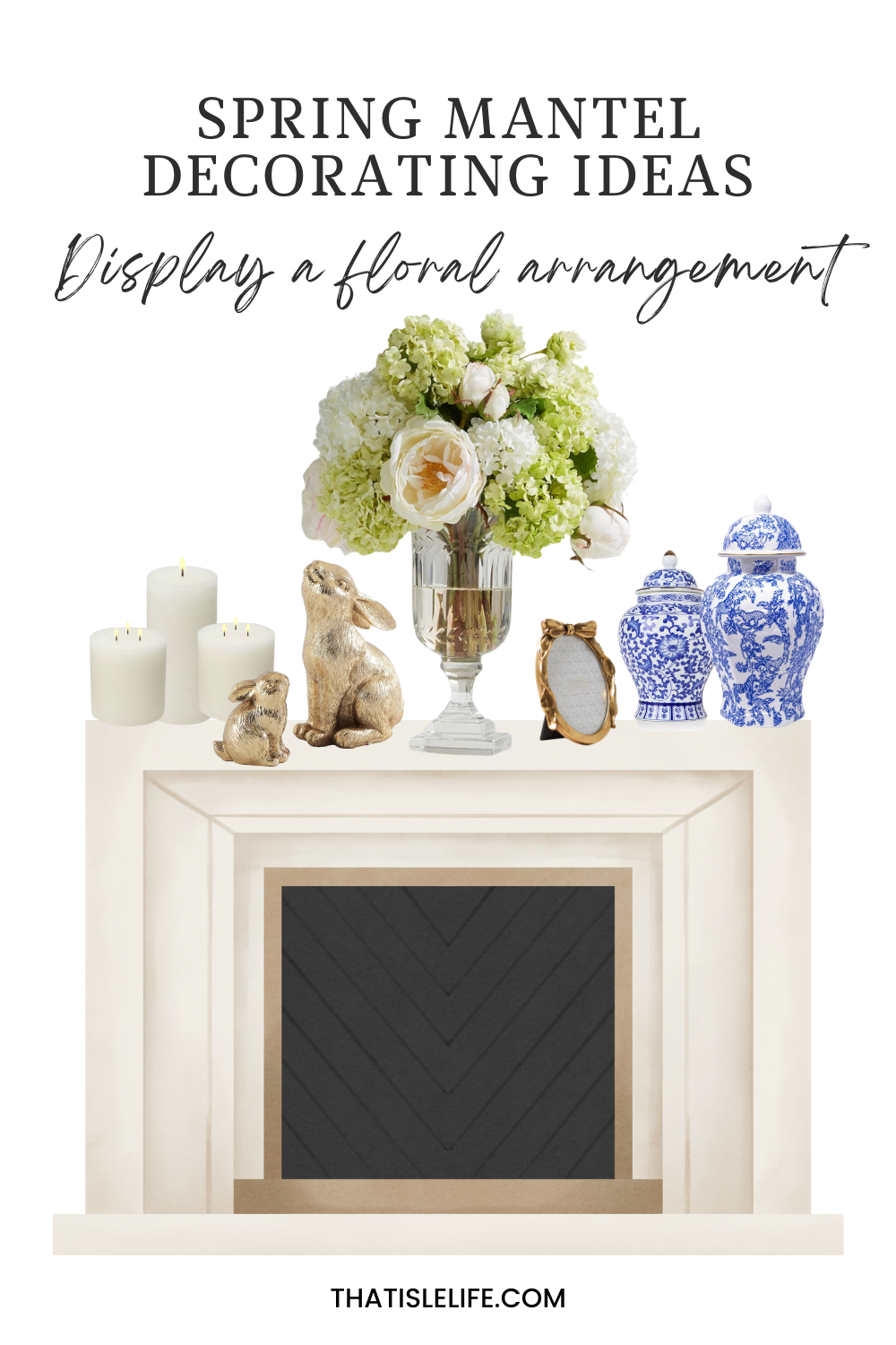 Spring mantel decorating ideas - display a floral arrangement