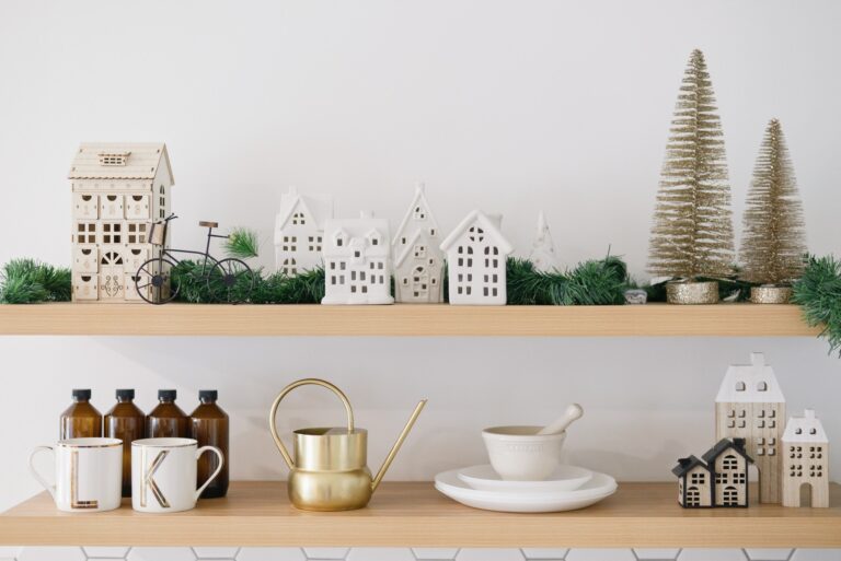 Christmas shelf styling