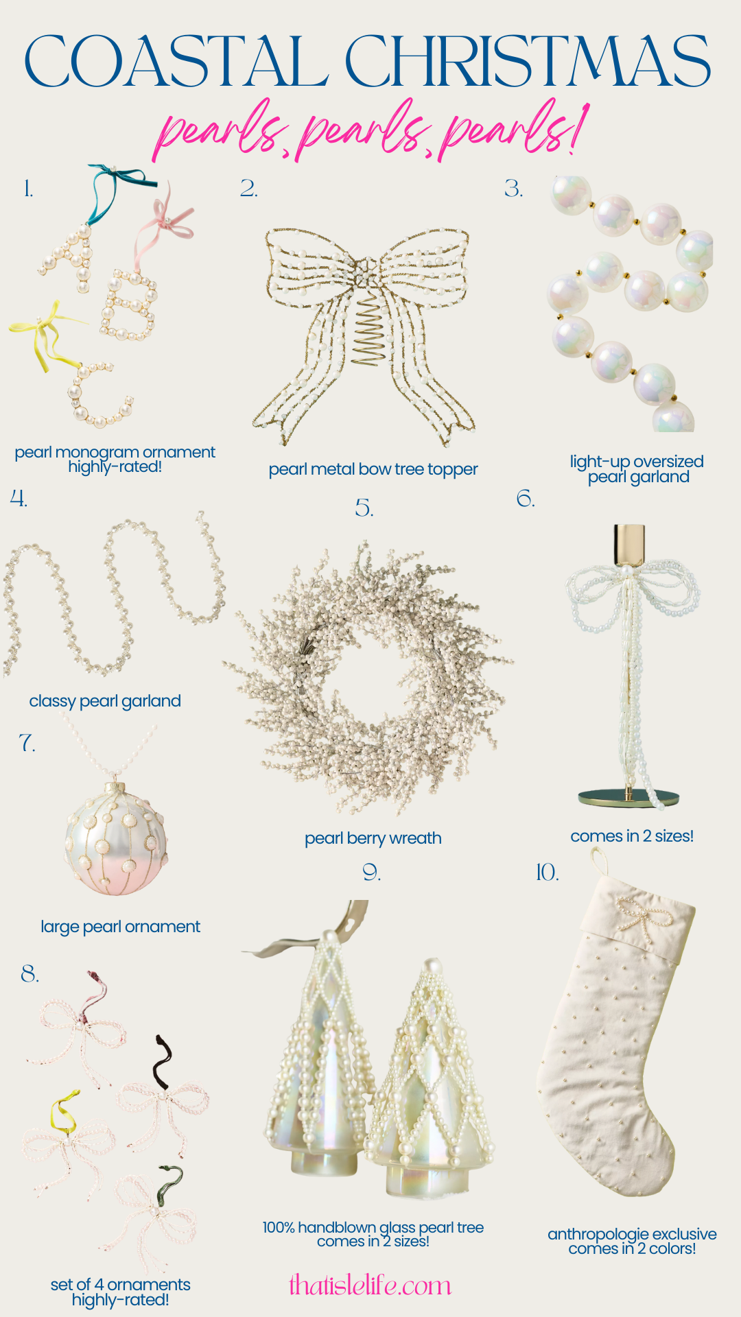 Coastal Christmas - Pearl Christmas Decor