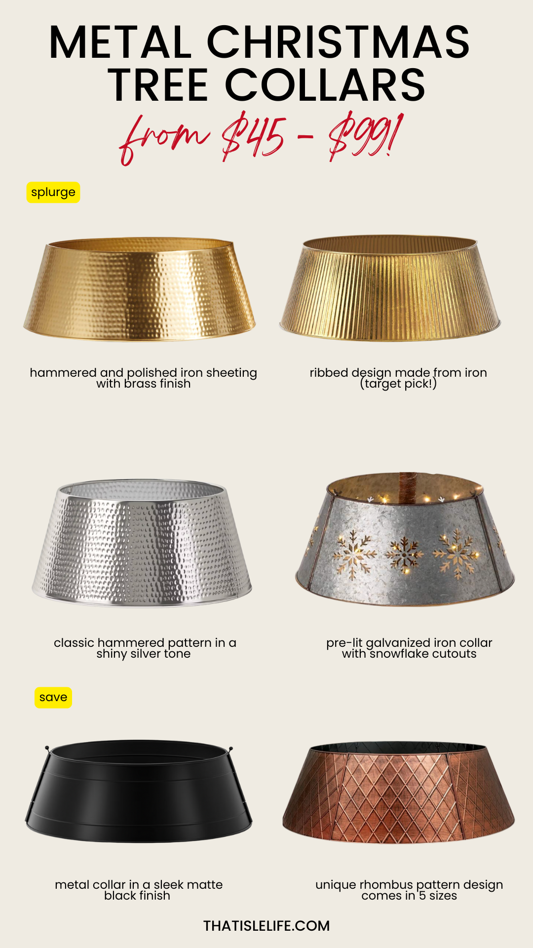 Metal Christmas Tree Collars