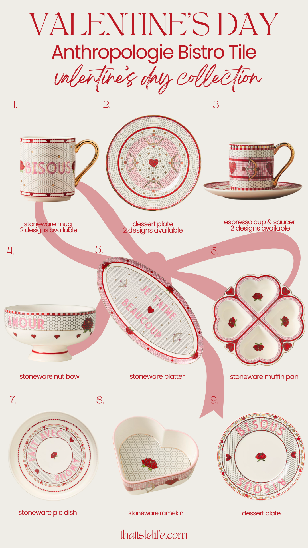 Anthropologie Bistro Tile Valentine's Day Collection